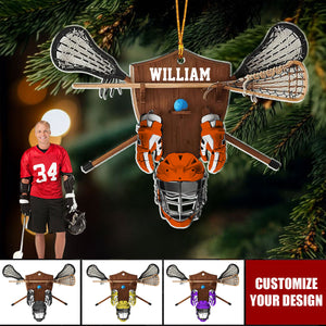 Custom Lacrosse Equipment Christmas Ornament - Personalized Lacrosse Player Ornament