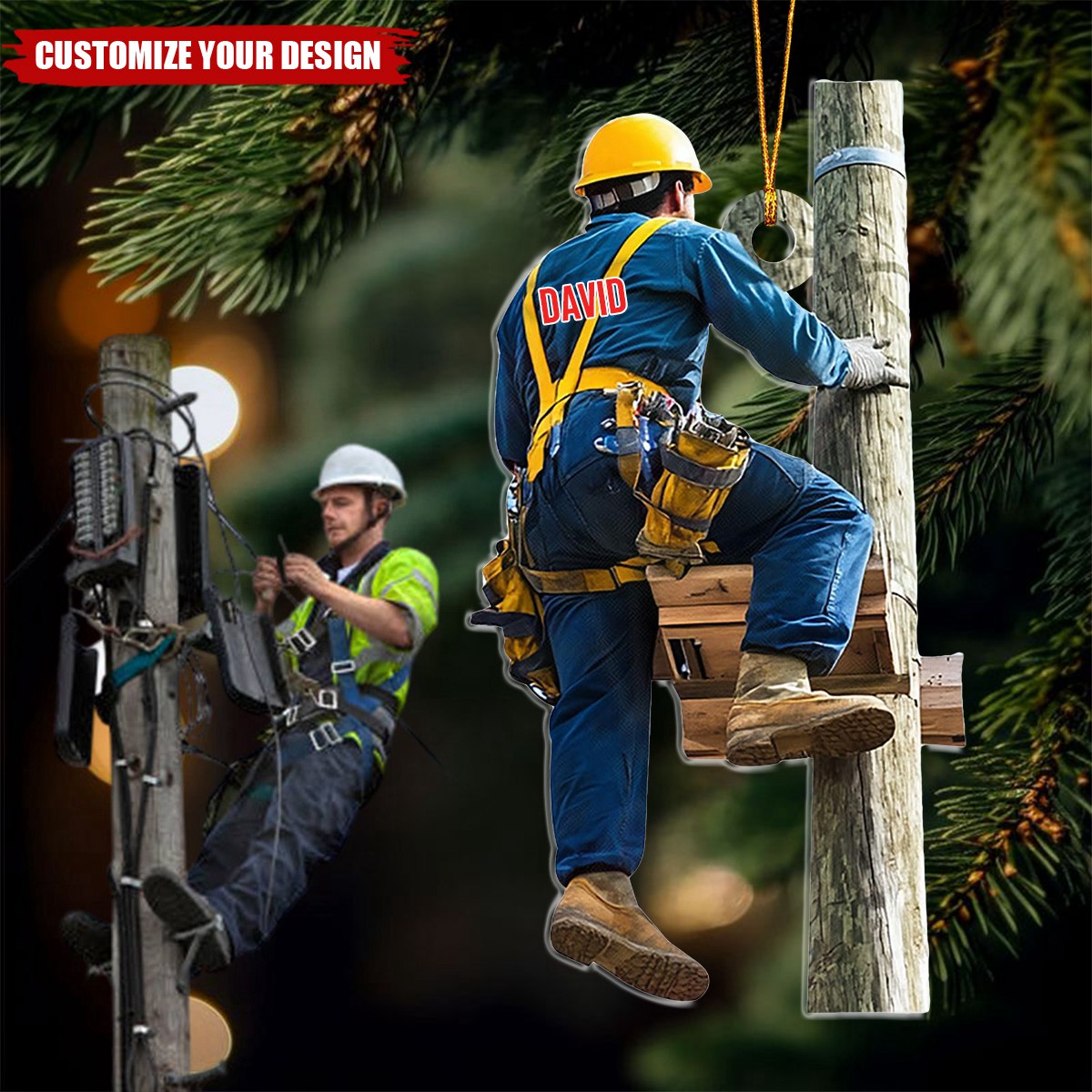 Custom Lineman Christmas Ornament - Personalized Lineman Ornament