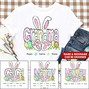 Easter Mimi With Grandkids Bunny - Personalized Grandma Easter T-Shirt