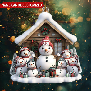 Cute Snowman Nana And Grandkids Personalized Christmas Ornament