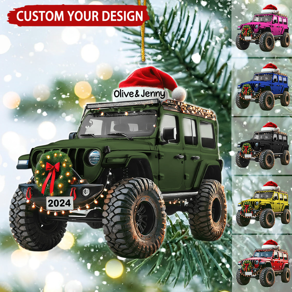 Christmas Style Off-road Car Personalized Christmas Ornament