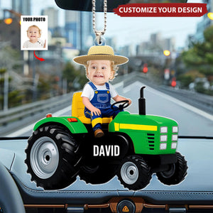 Custom Photo Gifts For Kid Personalized Car Ornament Riding Tractor