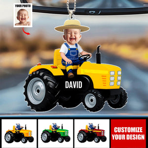 Custom Photo Gifts For Kid Personalized Car Ornament Riding Tractor