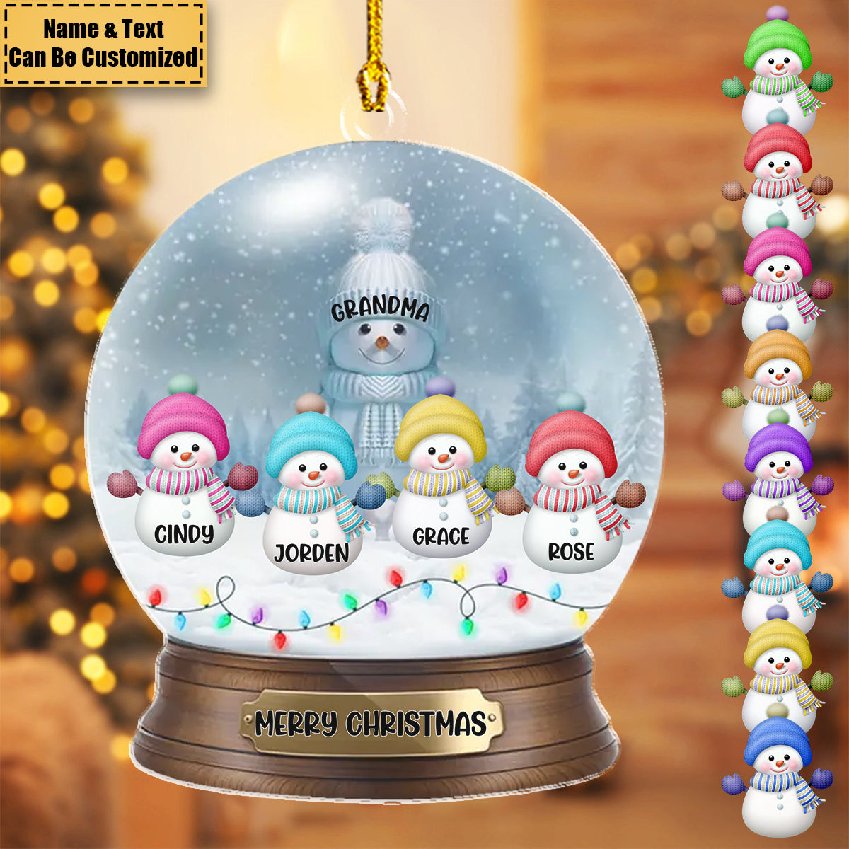 Our Grandkids, Grandma Snowman Christmas Personalized Acrylic Ornament, Gift For Grandma