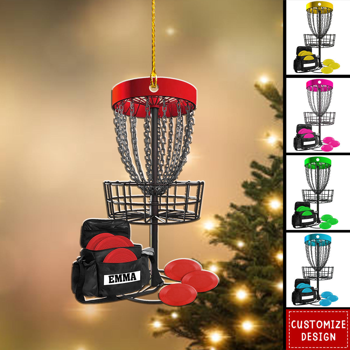 Personalized Disc Golf Christmas Shaped Ornament – Gift For Disc Golf Lover