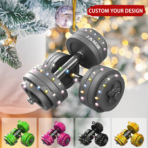 Barbell Personalized Christmas Ornament, Fitness Gifts for Gym Workout Enthusiasts Coach Instructor