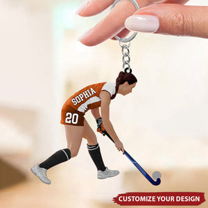 Custom Field Hockey Keychain, Gift For Hockey Lovers