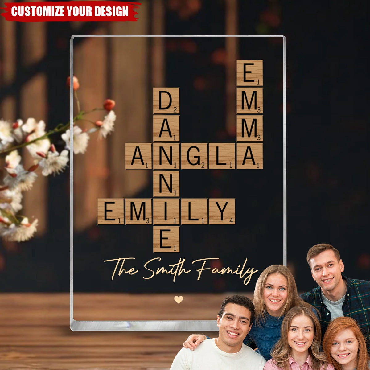 Family Crossword Art Created In A Moment, Treasured Forever Personalized Acrylic Block Plaque