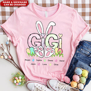 Easter Mimi With Grandkids Bunny - Personalized Grandma Easter T-Shirt